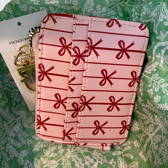 Betsey Johnson Pink and Red Bow Wallet with Gold Heart - Picture 3 of 5